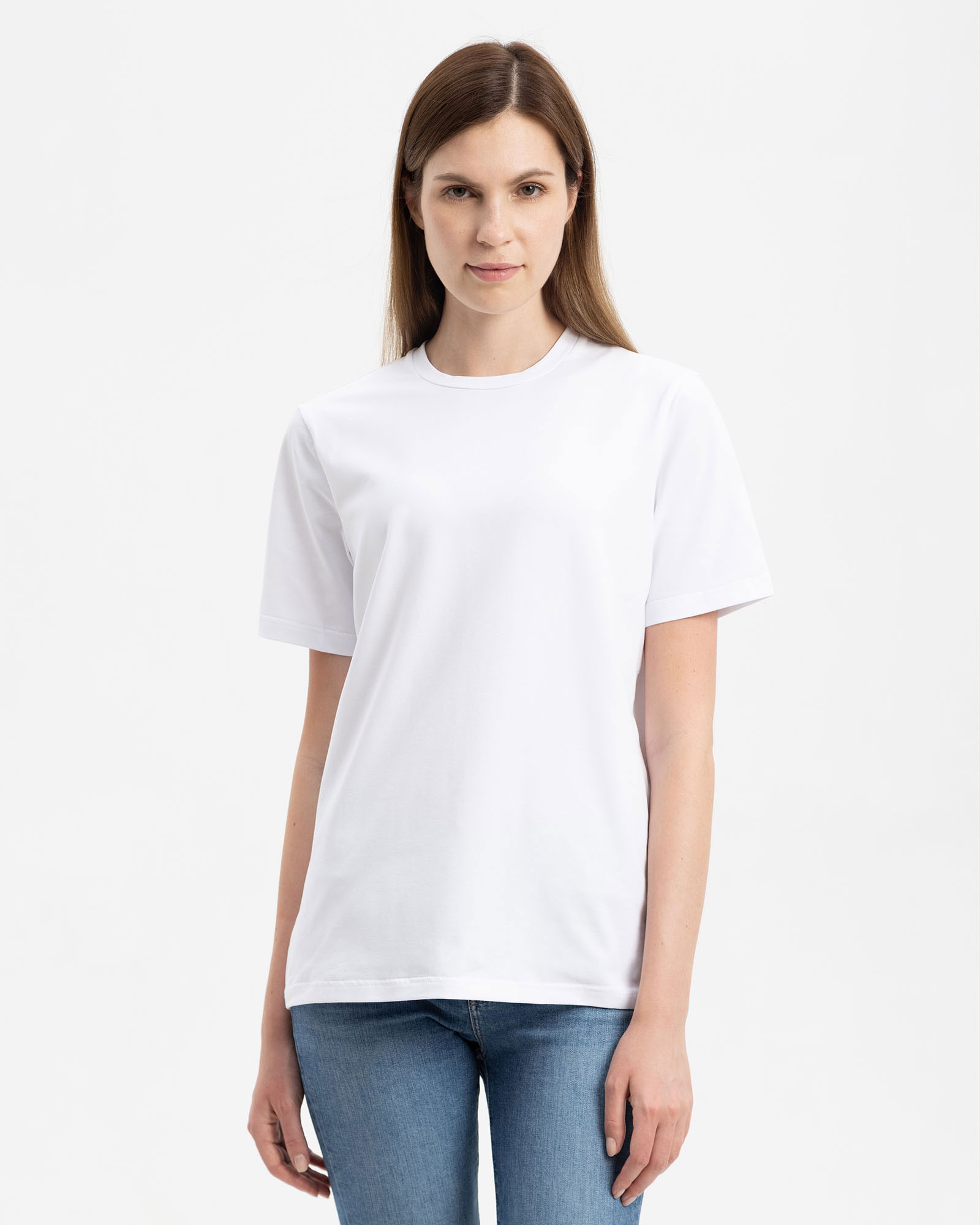 Женская хлопковая футболка classic белая - фото 1