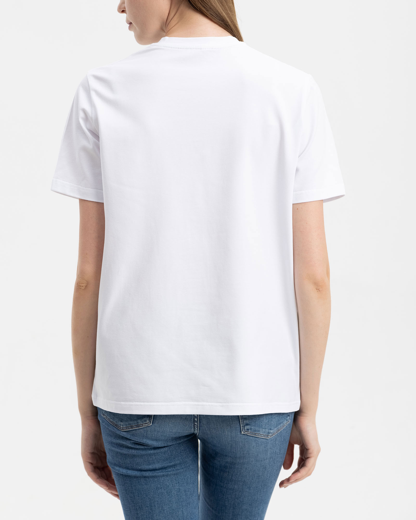 Женская хлопковая футболка classic белая - фото 2