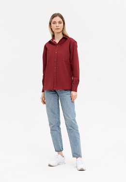 Рубашка Кросс в бордовом цвете  - фото 1