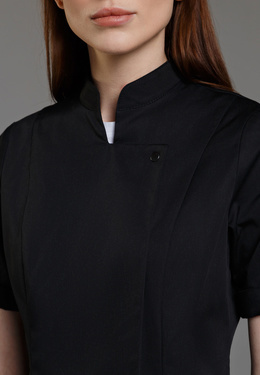 Черная поварская куртка №13 из смесовой ткани - фото 2